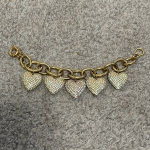Gold J Crew Heart Charm Bracelet